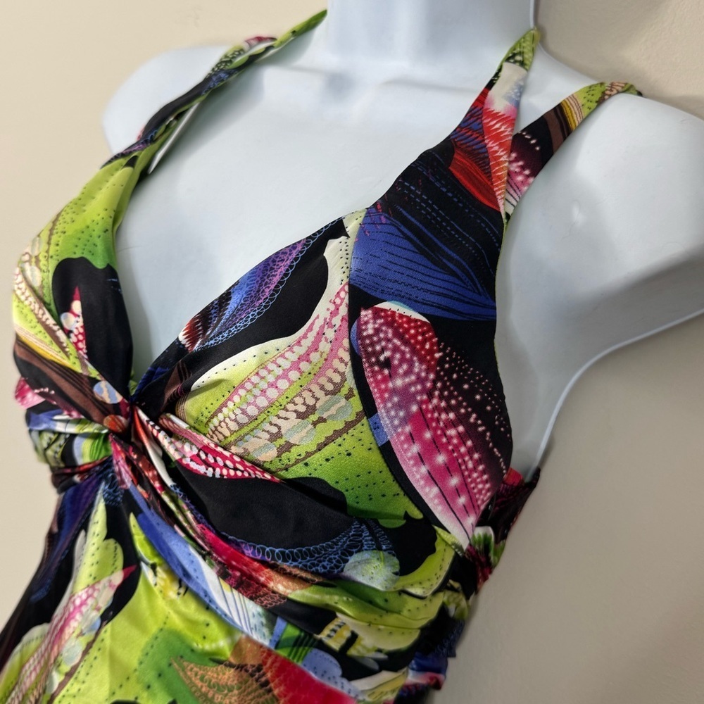 Vintage Cache Silk Floral Halter Dress Size 2 Maximalist Resortwear 2000s - Picture 5 of 16